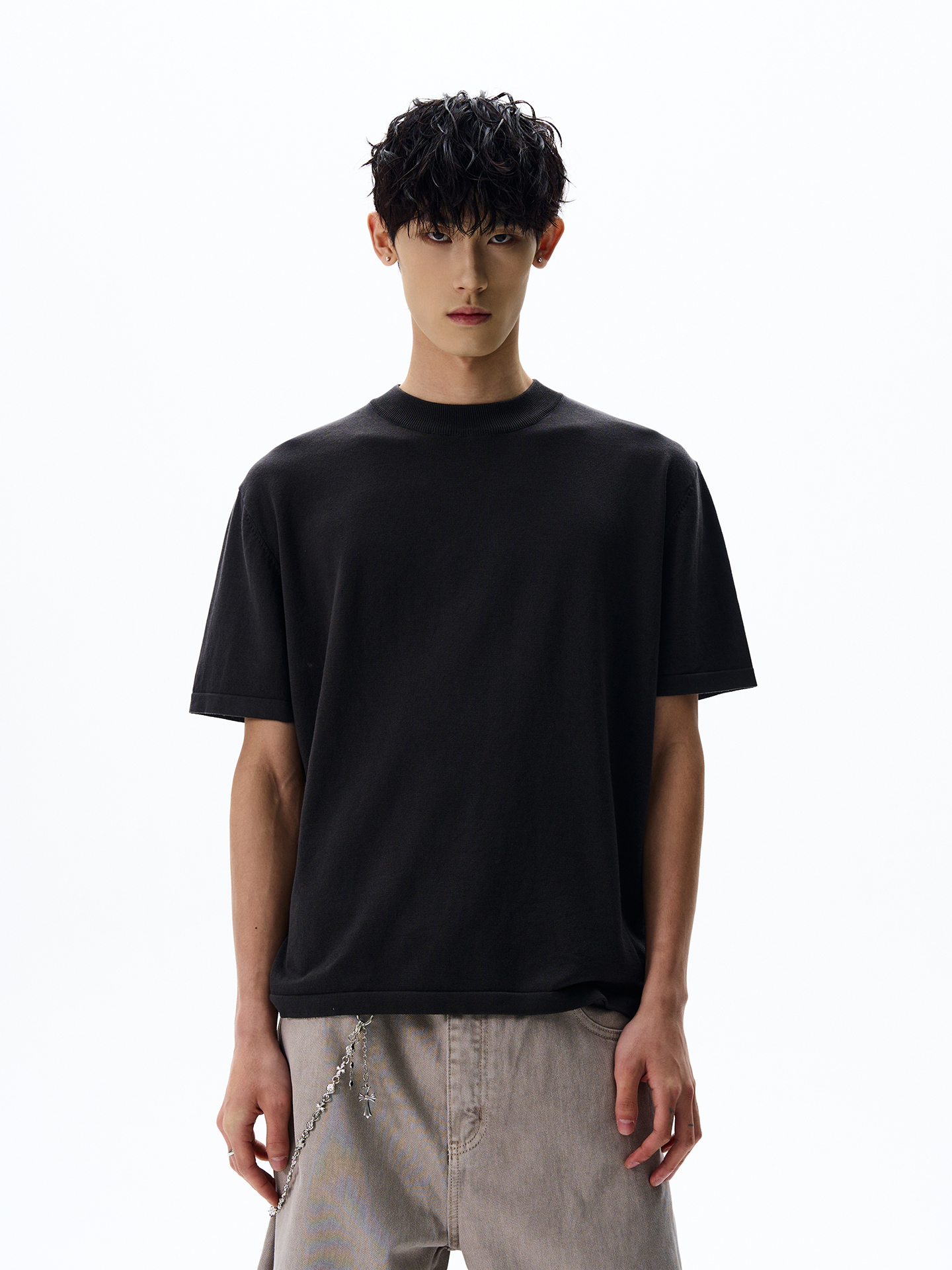 Vintage-Inspired Light Luxury Knitted Short Sleeve Unisex T-Shirt - Casual Versatile Summer Style Vintage-Inspired Light Luxury Knitted Short Sleeve Unisex T-Shirt - Casual Versatile Summer Style