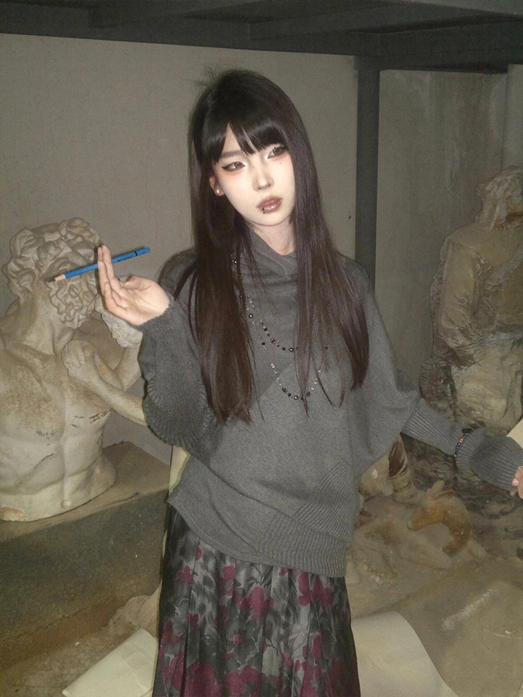 Vintage-Inspired Long Sleeve Knitted Sweater for Women - Loose Fit Irregular Top Perfect for Autumn and Winter Fashion Vintage-Inspired Long Sleeve Knitted Sweater for Women - Loose Fit Irregular Top Perfect for Autumn and Winter Fashion