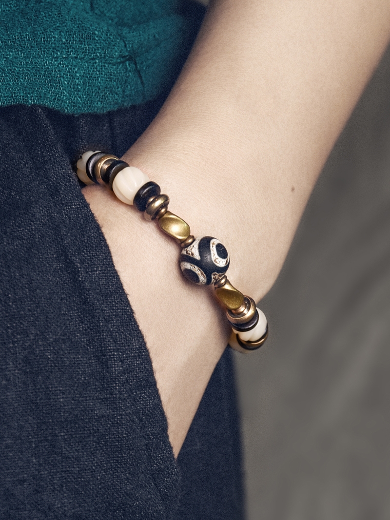 Vintage-Inspired Mixed Copper Bead Bracelet for Women and Men, Creative Versatile Couple Accessories, Trendy Fashion Jewelry