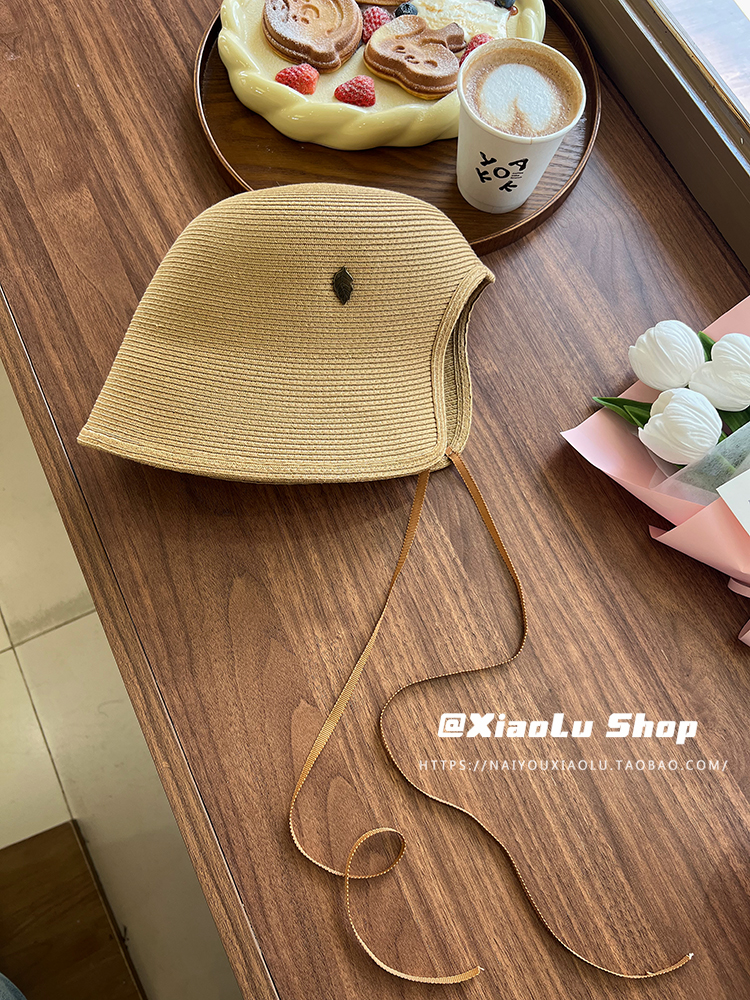 Vintage Japanese Woven Lace-Up Straw Hat for Women - Ultra-Fine Linen Fisherman Bucket Hat, Summer Sunshade, Breathable Lolita Style