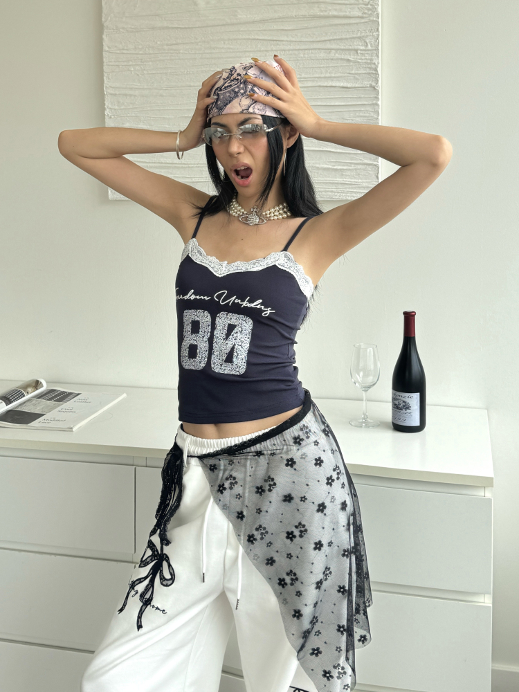 Vintage Lace Splicing Camisole Top - Slim Fit Sexy 90s Inspired Heatstroke Style Vintage Lace Splicing Camisole Top - Slim Fit Sexy 90s Inspired Heatstroke Style