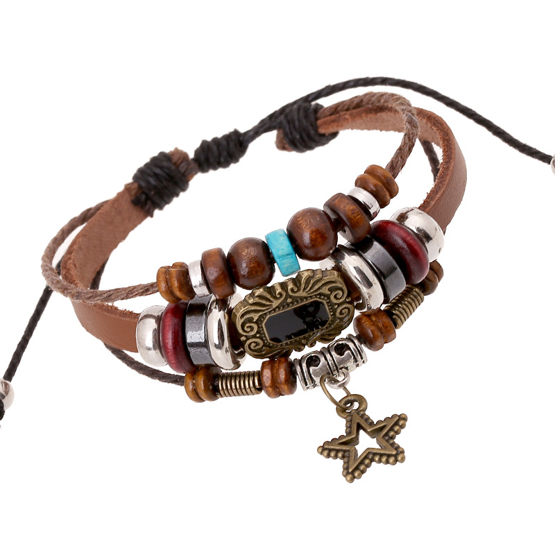 Vintage Leather Adjustable Couples Bracelet - Soul Collision Design, Perfect for Romantic Gifts and 90s-Inspired Fashion