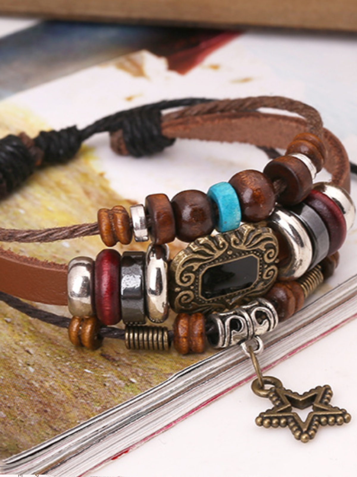 Vintage Leather Adjustable Couples Bracelet - Soul Collision Design, Perfect for Romantic Gifts and 90s-Inspired Fashion Vintage Leather Adjustable Couples Bracelet - Soul Collision Design, Perfect for Romantic Gifts and 90s-Inspired Fashion