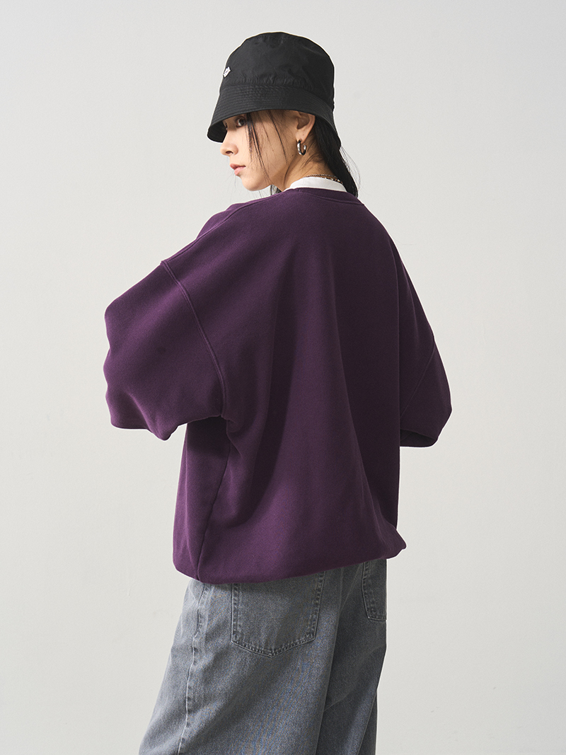 Vintage Letter Print Round Neck Sweatshirt for Women - Purple Loose Fit Versatile Pullover Top, Perfect for Y2K Style Vintage Letter Print Round Neck Sweatshirt for Women - Purple Loose Fit Versatile Pullover Top, Perfect for Y2K Style