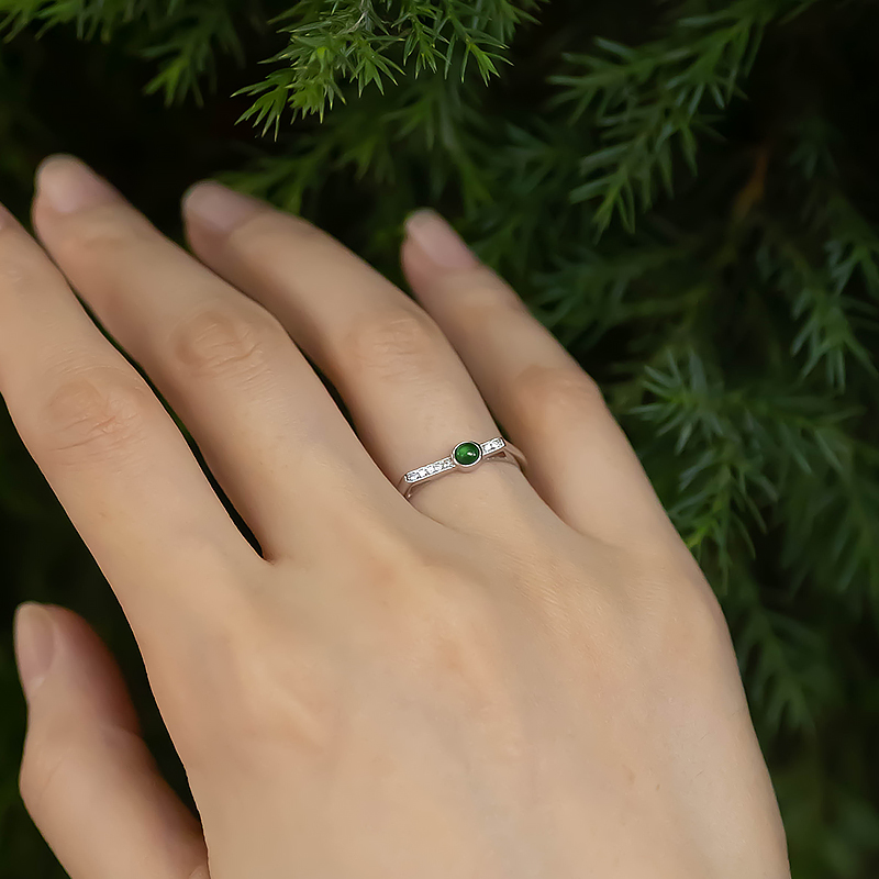 Vintage Minimalist S925 Pure Silver One-Word Inlaid Zircon Green Jade Ring - National Style Open Design, Fresh Aesthetic Vintage Minimalist S925 Pure Silver One-Word Inlaid Zircon Green Jade Ring - National Style Open Design, Fresh Aesthetic