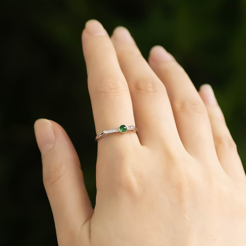 Vintage Minimalist S925 Pure Silver One-Word Inlaid Zircon Green Jade Ring - National Style Open Design, Fresh Aesthetic Vintage Minimalist S925 Pure Silver One-Word Inlaid Zircon Green Jade Ring - National Style Open Design, Fresh Aesthetic