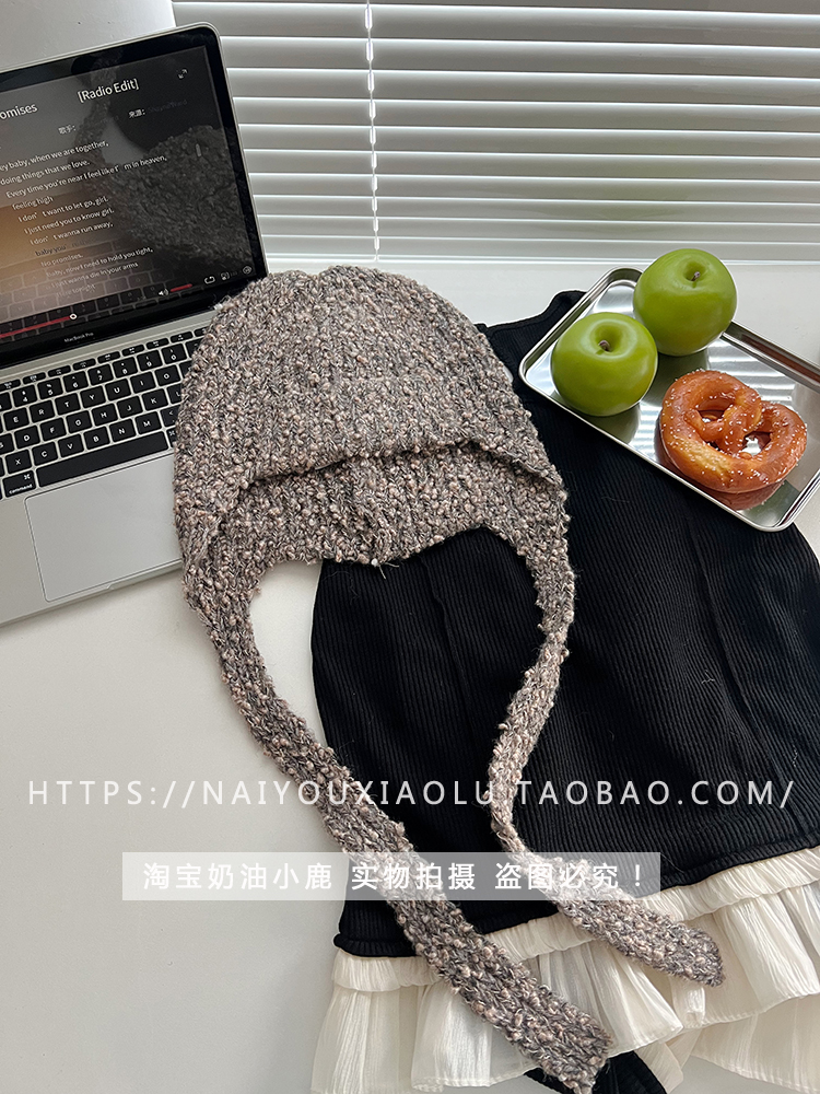 Vintage Mixed Color Dot Knitted Flying Hat for Women - Cozy Ear Protection for Autumn Winter Skiing, Y2K Korean Style Accessories