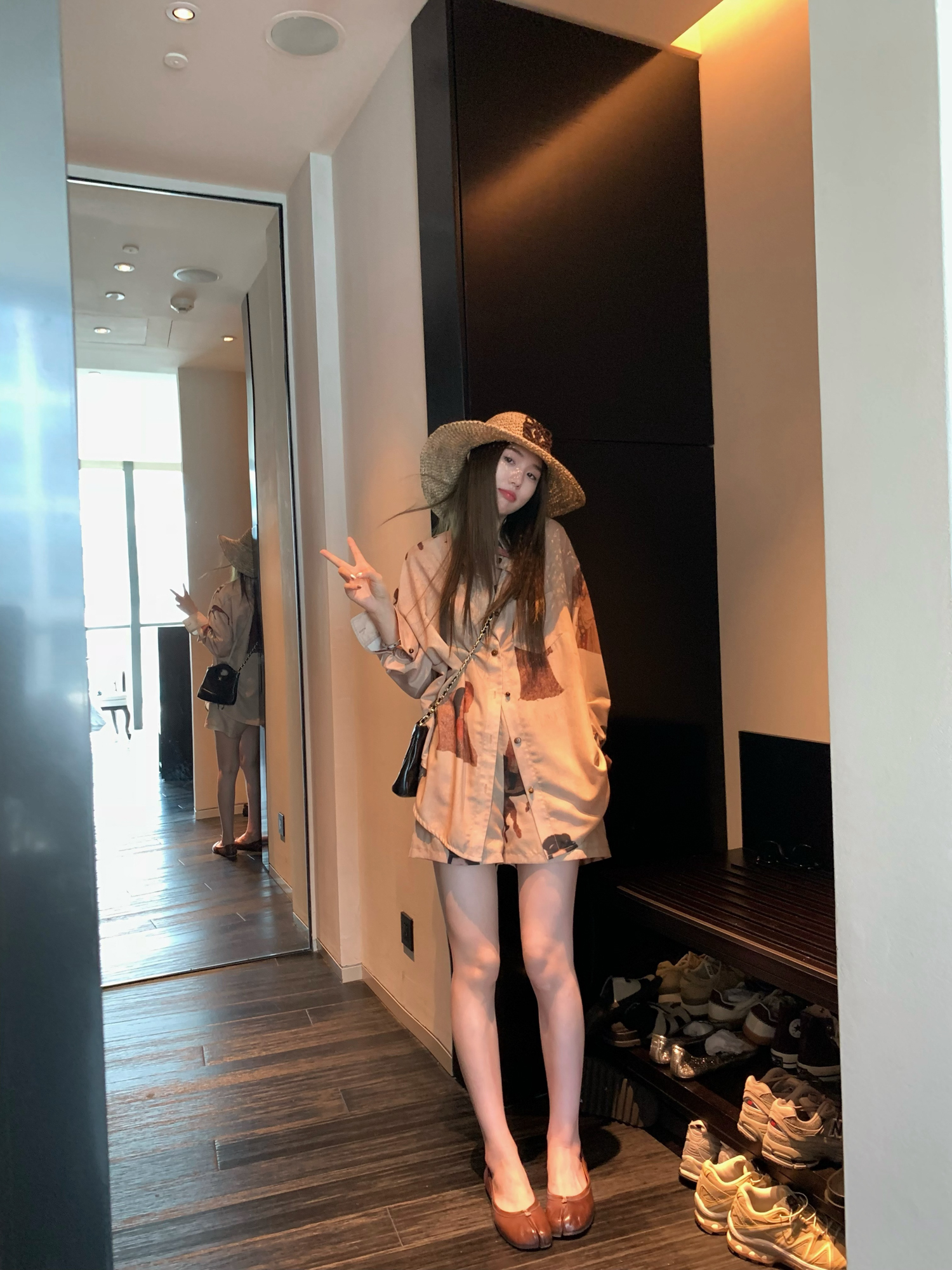 Vintage Oil Painting Print Long Sleeve Shirt and Straight Leg Shorts Set - Y2K Aesthetic Fashion Outfit Vintage Oil Painting Print Long Sleeve Shirt and Straight Leg Shorts Set - Y2K Aesthetic Fashion Outfit