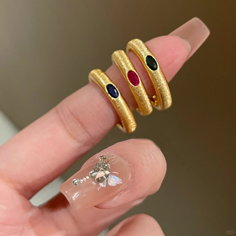 Vintage Open Design Brushed Color Diamond Ring for Women - High-End 2025 Jewelry, Unique Niche Style