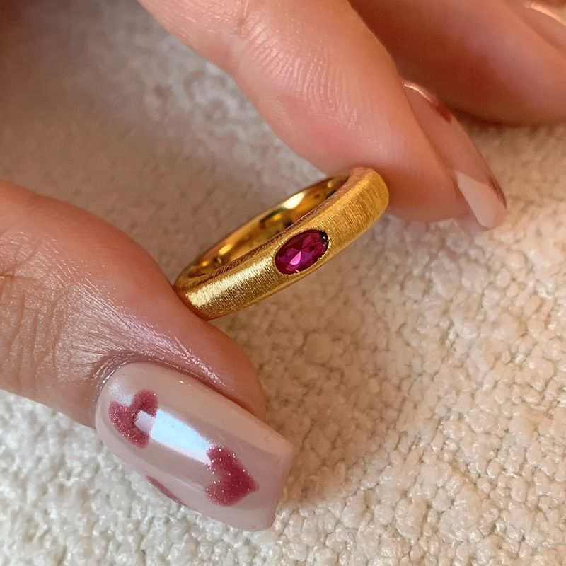 Vintage Open Design Brushed Color Diamond Ring for Women - High-End 2025 Jewelry, Unique Niche Style