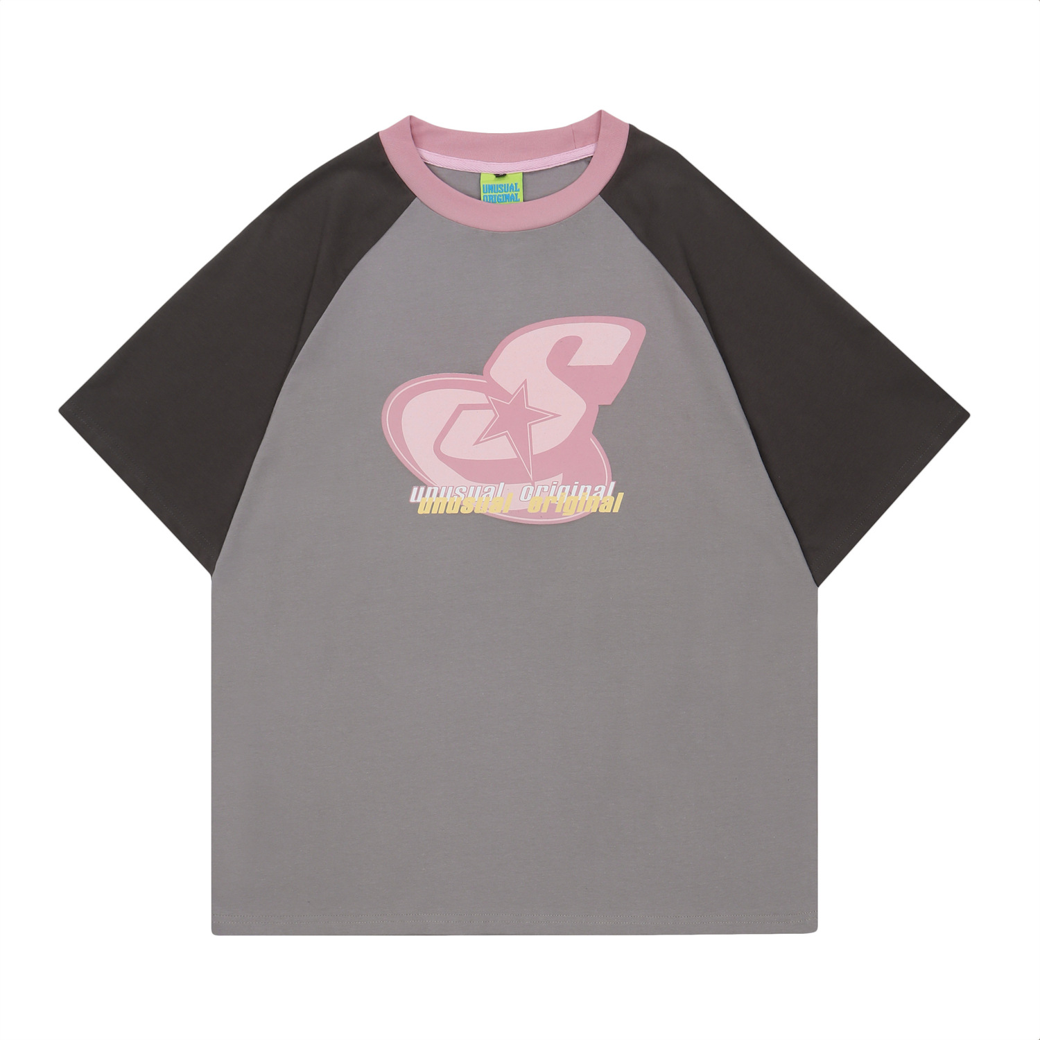 Vintage Pink Raglan Short Sleeve T-Shirt for Women - Sweet Spicy Jazz Loose Dance Top - Y2K American Style