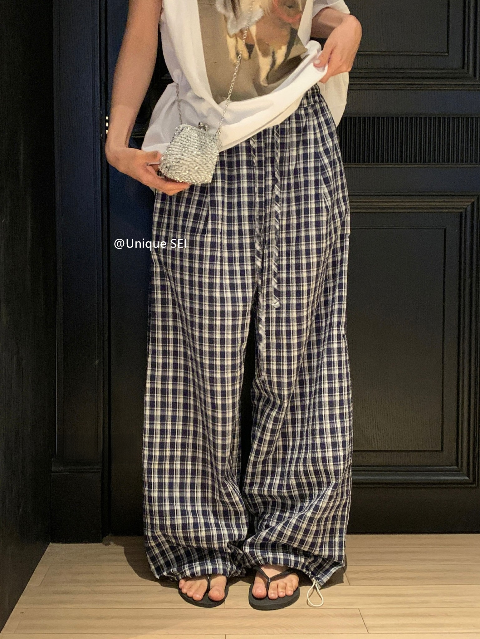 Vintage Plaid Pleated Summer Pants for Women - Classic Loose Fit, Comfortable and Versatile Casual Trousers, Ideal for Relaxed Style