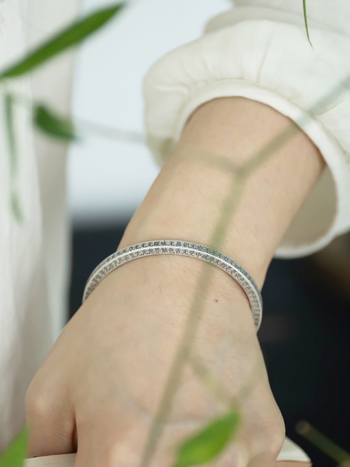 Vintage Pure Silver Heart Sutra Bracelet - Solid Matte Open Cuff, Chinese Style National Wind Jewelry Vintage Pure Silver Heart Sutra Bracelet - Solid Matte Open Cuff, Chinese Style National Wind Jewelry