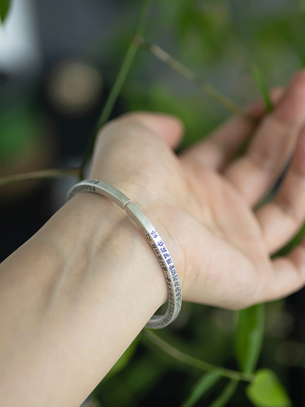 Vintage Pure Silver Heart Sutra Bracelet - Solid Matte Open Cuff, Chinese Style National Wind Jewelry Vintage Pure Silver Heart Sutra Bracelet - Solid Matte Open Cuff, Chinese Style National Wind Jewelry