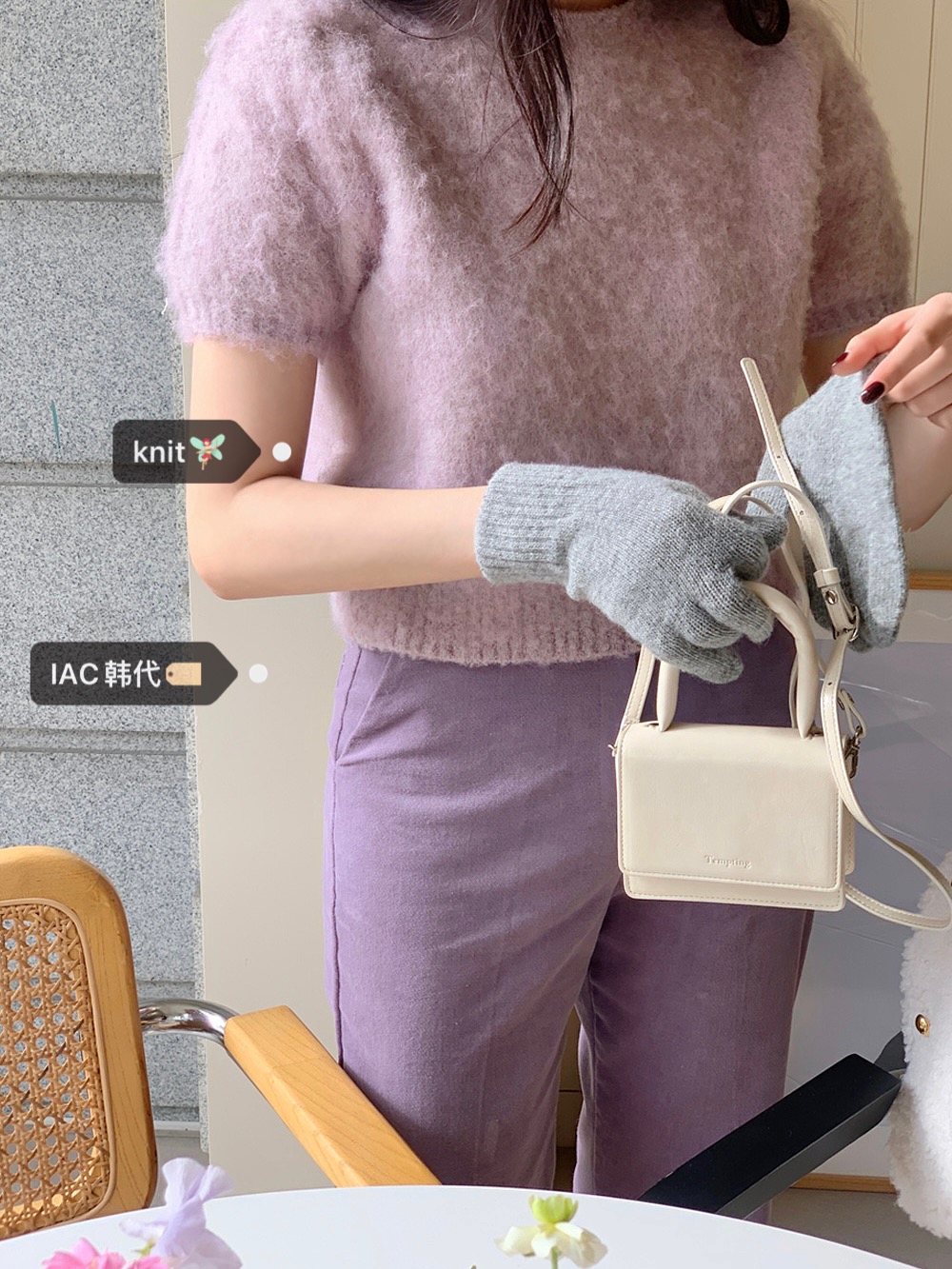 Vintage Purple Short-Sleeve Knitted Top in Wool - Korean Style Fashion, Perfect for 90s Inspired Outfits Vintage Purple Short-Sleeve Knitted Top in Wool - Korean Style Fashion, Perfect for 90s Inspired Outfits