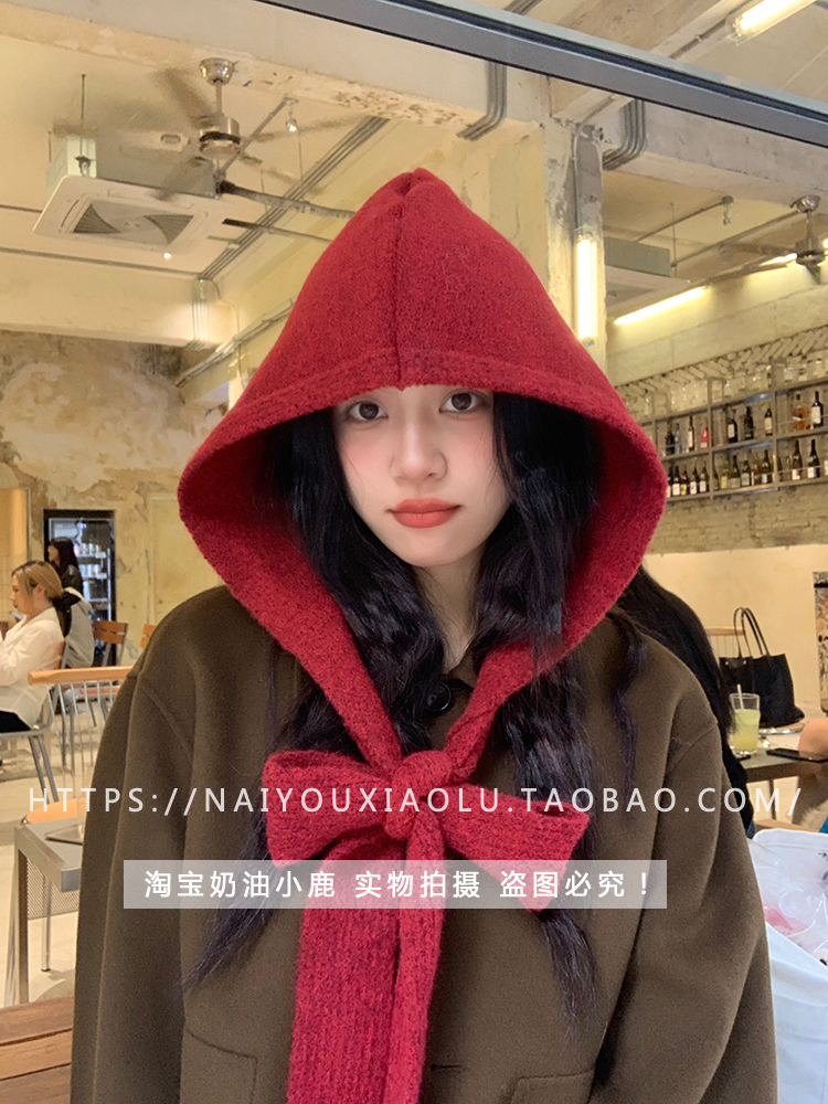 Vintage Red Knit Balaclava Hat and Scarf Set - Cozy Y2K Style Winter Accessory for a Chic Look Vintage Red Knit Balaclava Hat and Scarf Set - Cozy Y2K Style Winter Accessory for a Chic Look