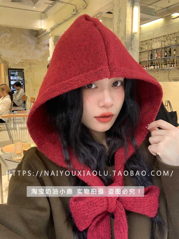 Vintage Red Knit Balaclava Hat and Scarf Set - Cozy Y2K Style Winter Accessory for a Chic Look Vintage Red Knit Balaclava Hat and Scarf Set - Cozy Y2K Style Winter Accessory for a Chic Look