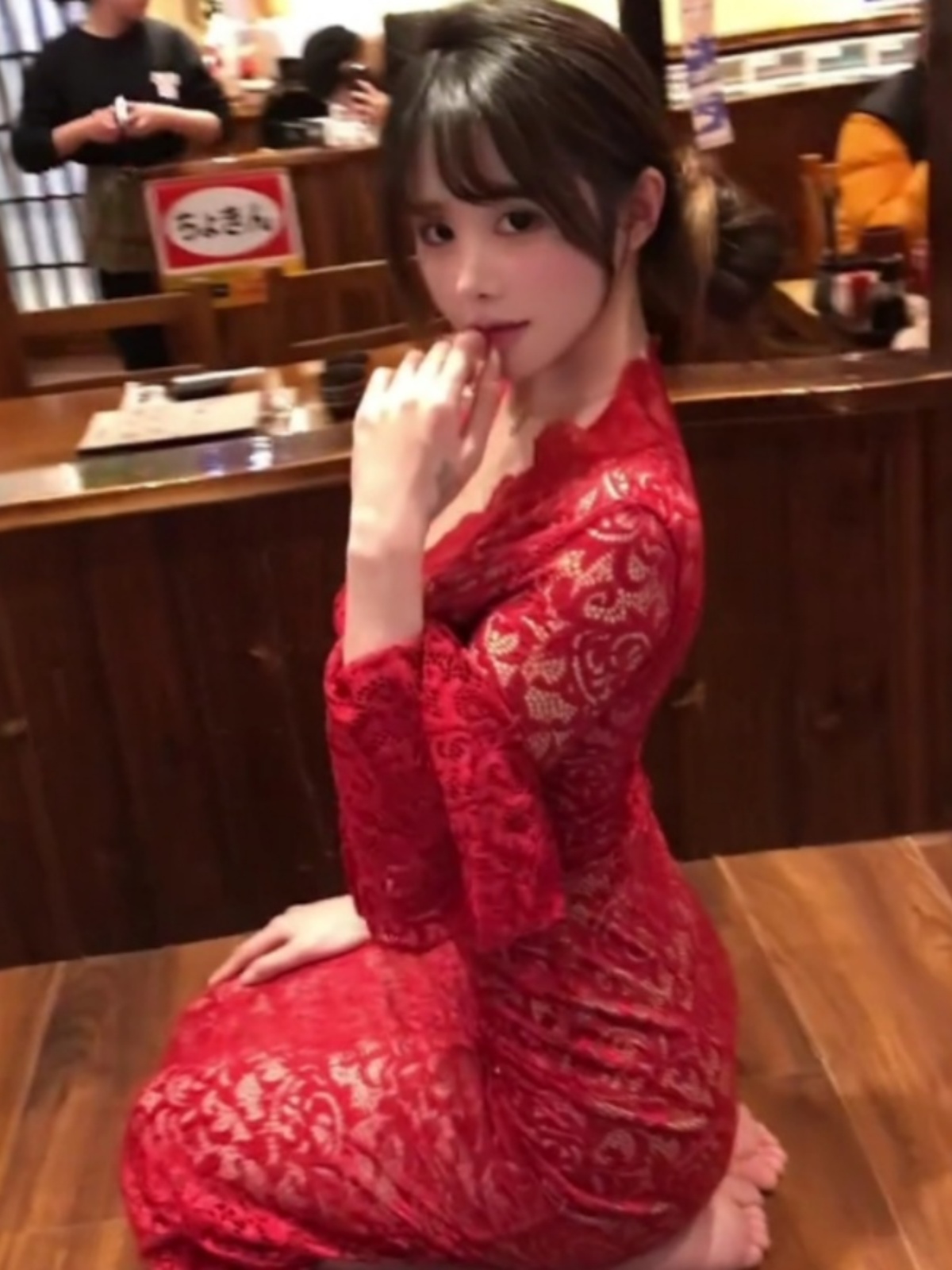 Vintage Red V-Neck Lace Dress for Women - Sexy Bodycon with Crochet Flared Sleeves, Spring Style, 90s Inspired Fashion