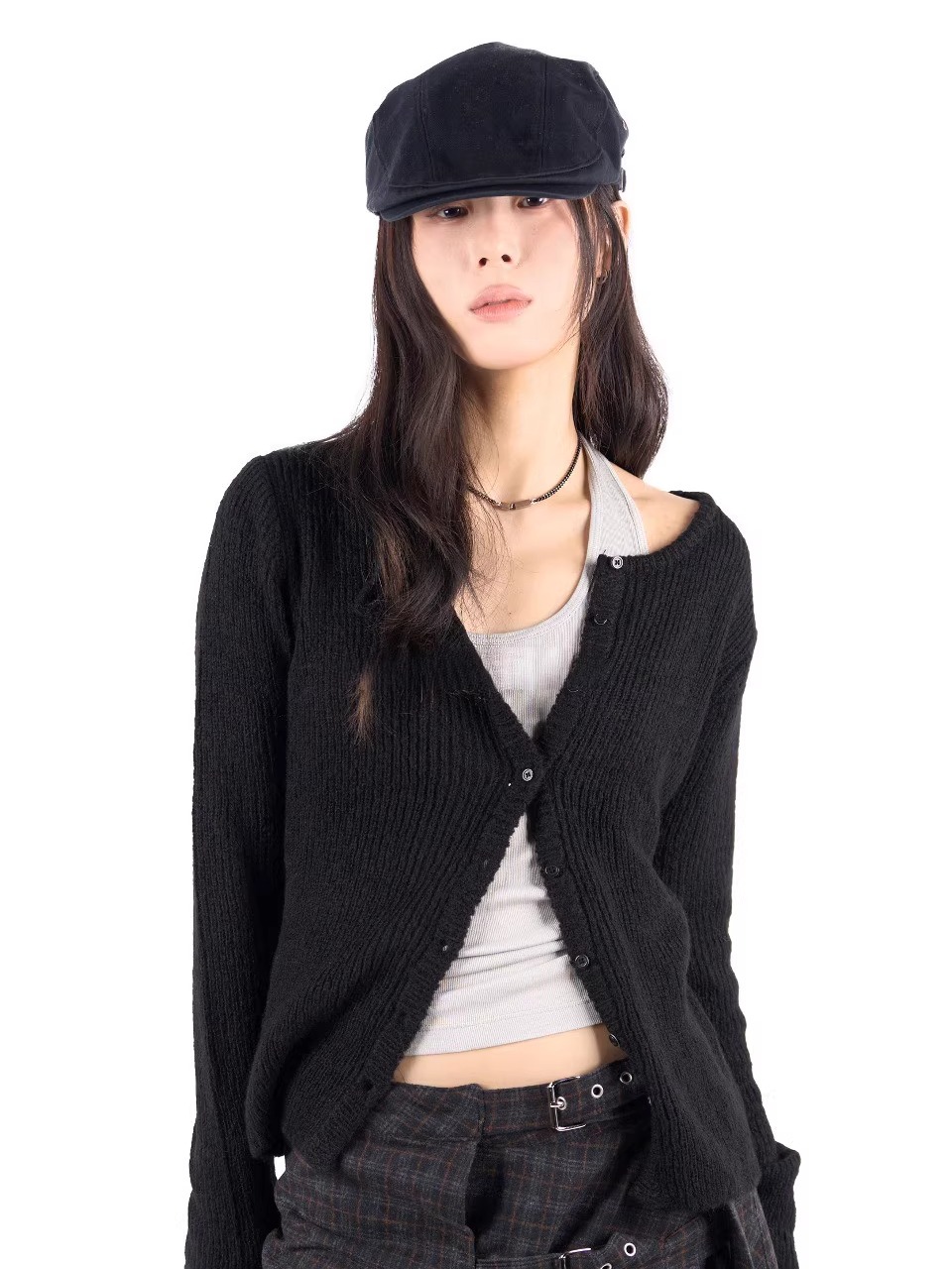 Vintage Street Style Slim-Fit Ribbed Button-Up Knitted Cardigan for Women - Unique Personality Fashion Sweater Vintage Street Style Slim-Fit Ribbed Button-Up Knitted Cardigan for Women - Unique Personality Fashion Sweater