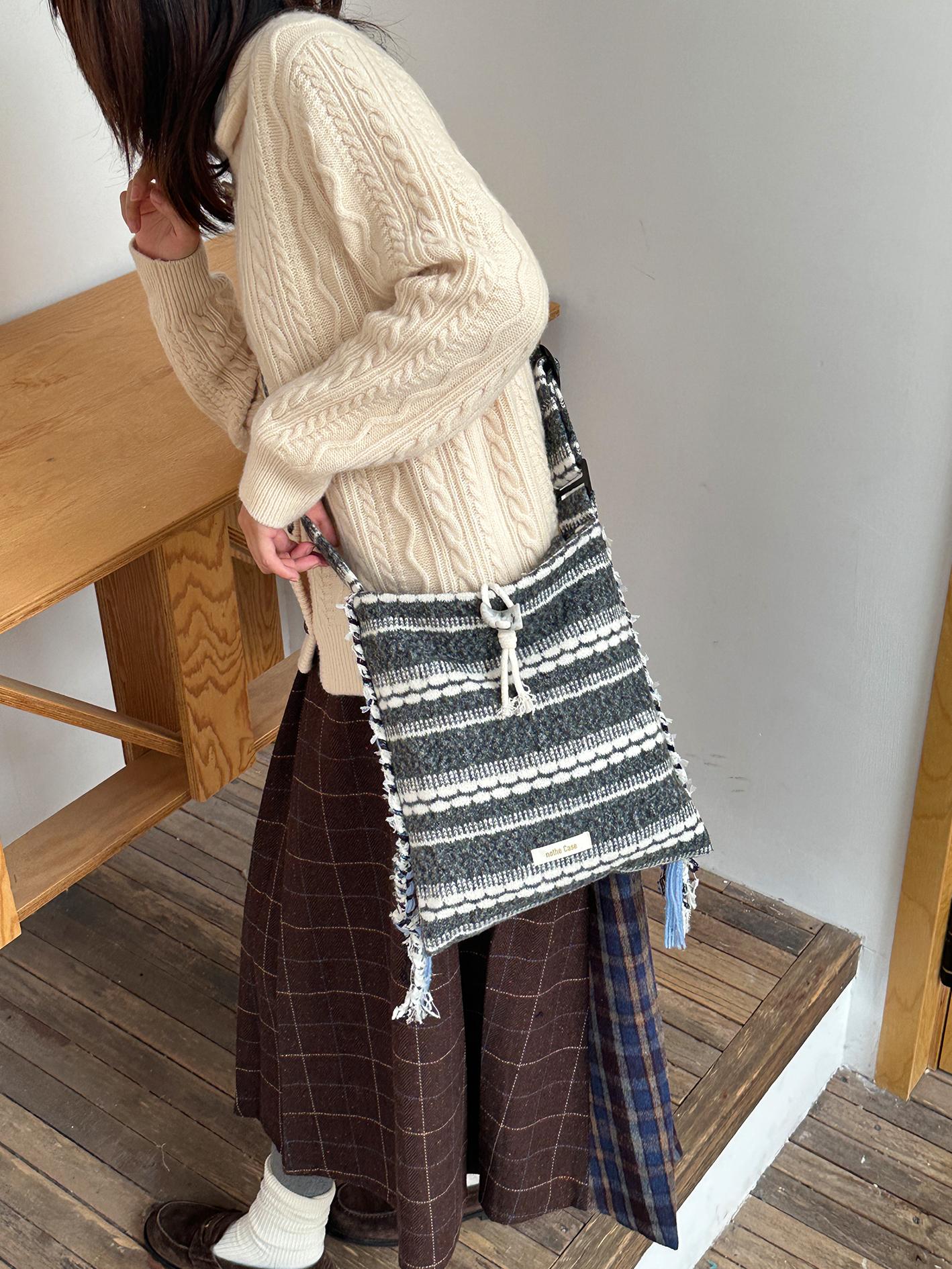 Vintage Striped Tassel Braid Shoulder Crossbody Bag - Iceland Cabin Niche Fashion Accessory Vintage Striped Tassel Braid Shoulder Crossbody Bag - Iceland Cabin Niche Fashion Accessory