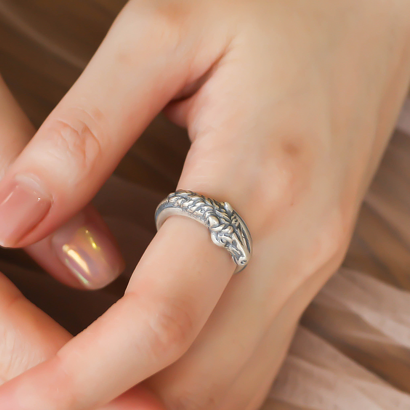 Vintage Style 925 Sterling Silver Horse Head Carved Open Ring - Chinese National Design, Solid Silver Jewelry