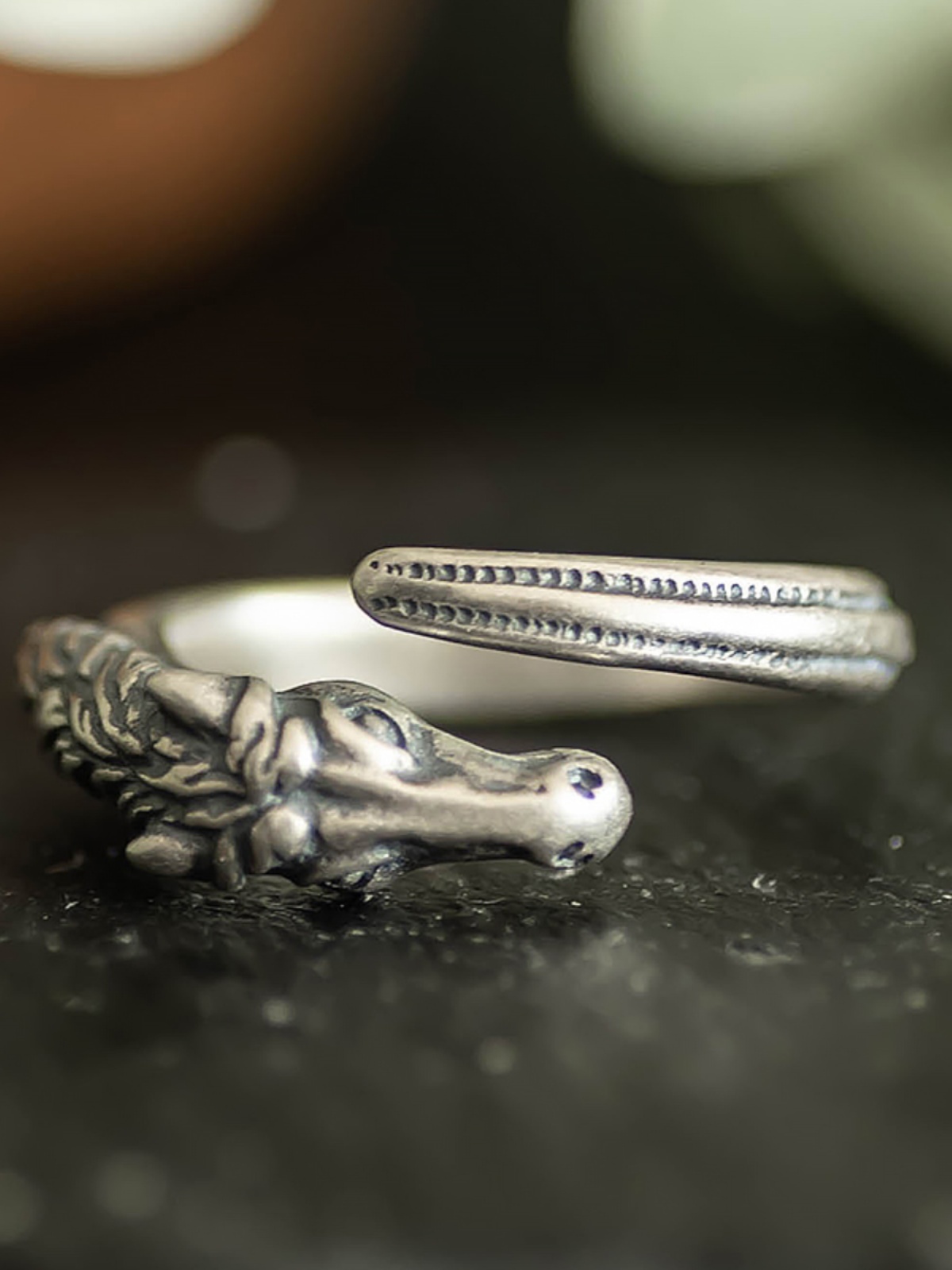 Vintage Style 925 Sterling Silver Horse Head Carved Open Ring - Chinese National Design, Solid Silver Jewelry Vintage Style 925 Sterling Silver Horse Head Carved Open Ring - Chinese National Design, Solid Silver Jewelry
