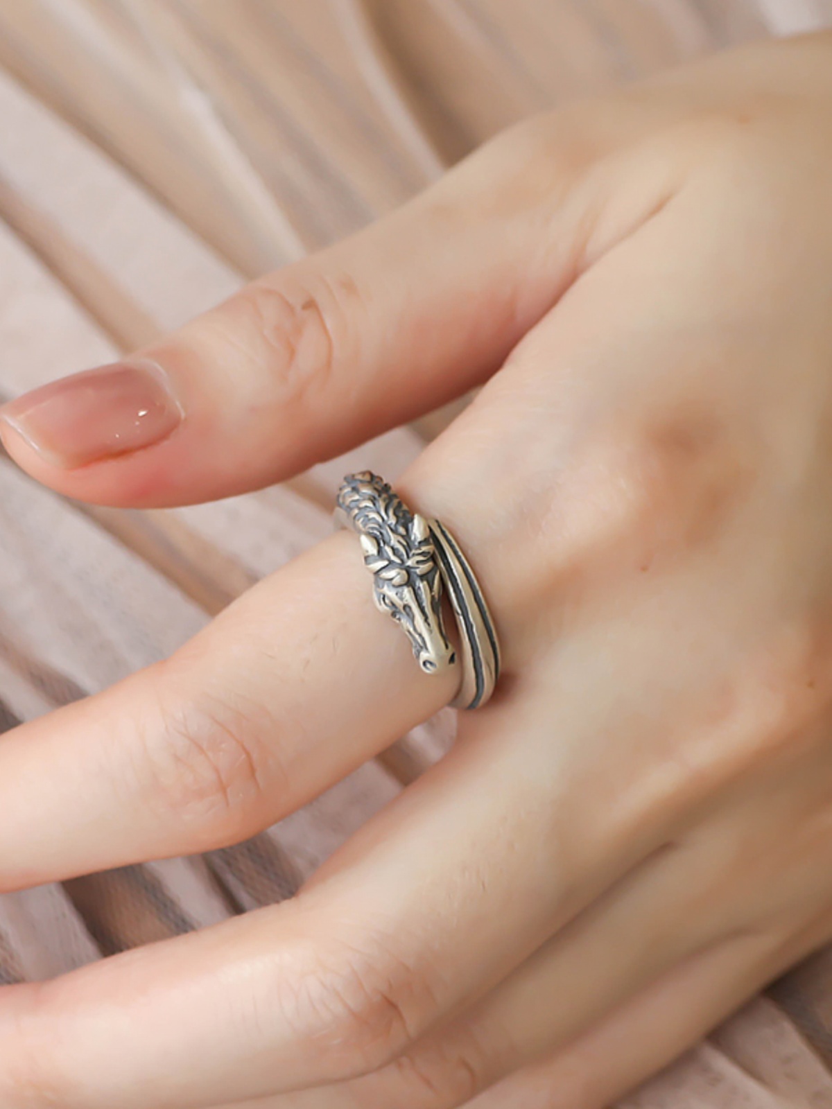 Vintage Style 925 Sterling Silver Horse Head Carved Open Ring - Chinese National Design, Solid Silver Jewelry Vintage Style 925 Sterling Silver Horse Head Carved Open Ring - Chinese National Design, Solid Silver Jewelry