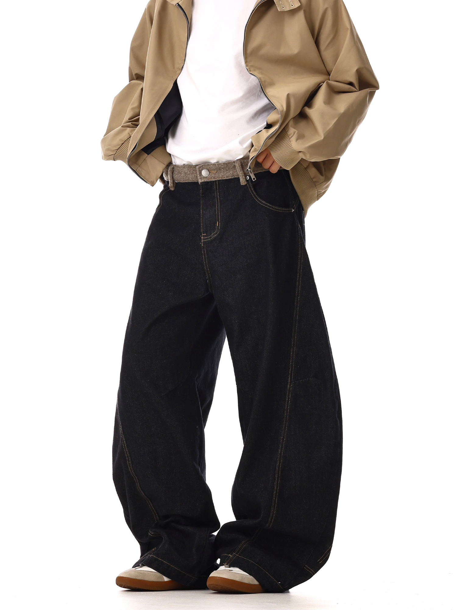 Vintage Washed Curved Knife Jeans for Men and Women - Versatile Straight Loose Wide-Leg Casual Pants for Spring and Autumn Street Style Vintage Washed Curved Knife Jeans for Men and Women - Versatile Straight Loose Wide-Leg Casual Pants for Spring and Autumn Street Style