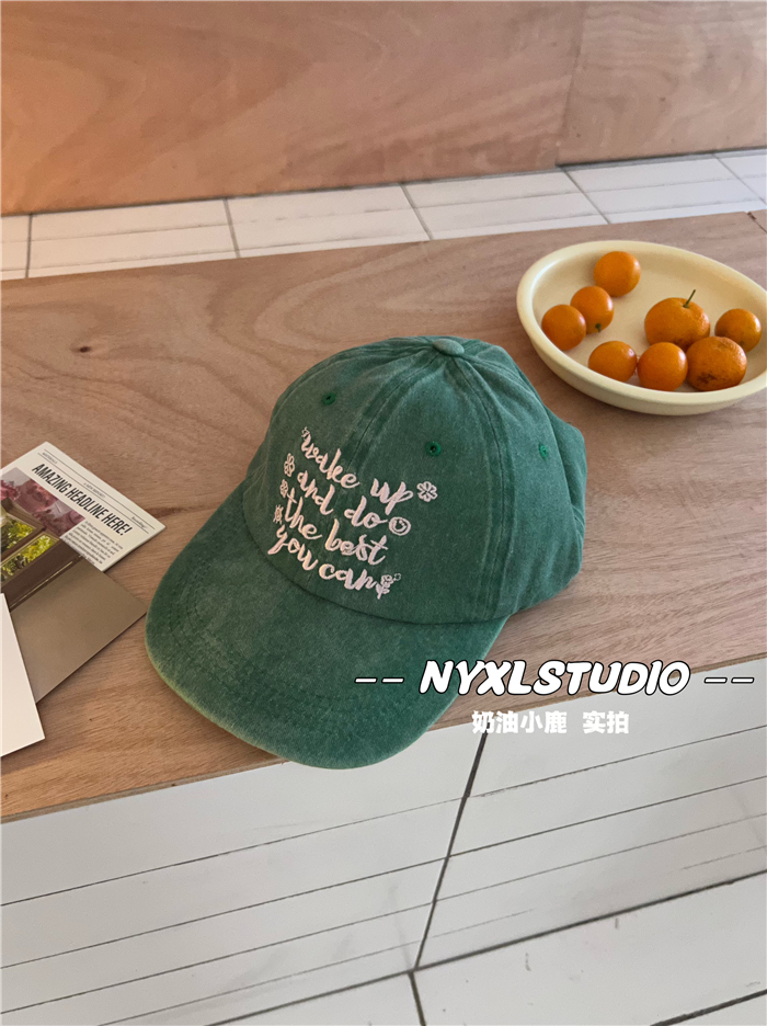 Vintage Washed Letter Embroidery Baseball Cap - Casual Wide-Brim Duckbill Hat for Women, Men, and Couples, Trendy 90s Style Vintage Washed Letter Embroidery Baseball Cap - Casual Wide-Brim Duckbill Hat for Women, Men, and Couples, Trendy 90s Style