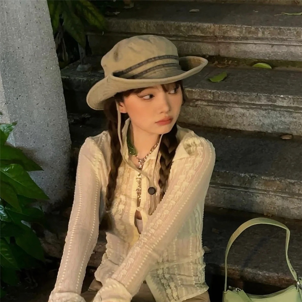 Vintage Western Cowboy Drawstring Fisherman's Hat for Women - Stylish Outdoor Hiking Sun Protection Hat, Perfect for Camping and Summer Adventures Vintage Western Cowboy Drawstring Fisherman's Hat for Women - Stylish Outdoor Hiking Sun Protection Hat, Perfect for Camping and Summer Adventures