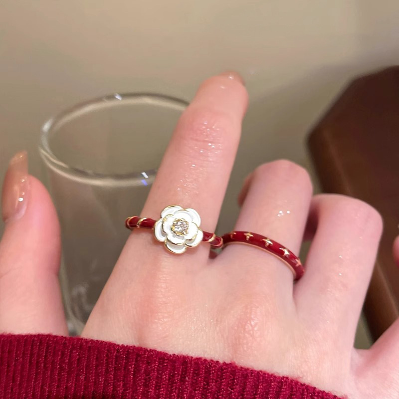 Vintage Wine Red Drip Glaze Camellia Ring for Women - Minimalist Adjustable Finger Ring, 2025 Trendy Jewelry Vintage Wine Red Drip Glaze Camellia Ring for Women - Minimalist Adjustable Finger Ring, 2025 Trendy Jewelry