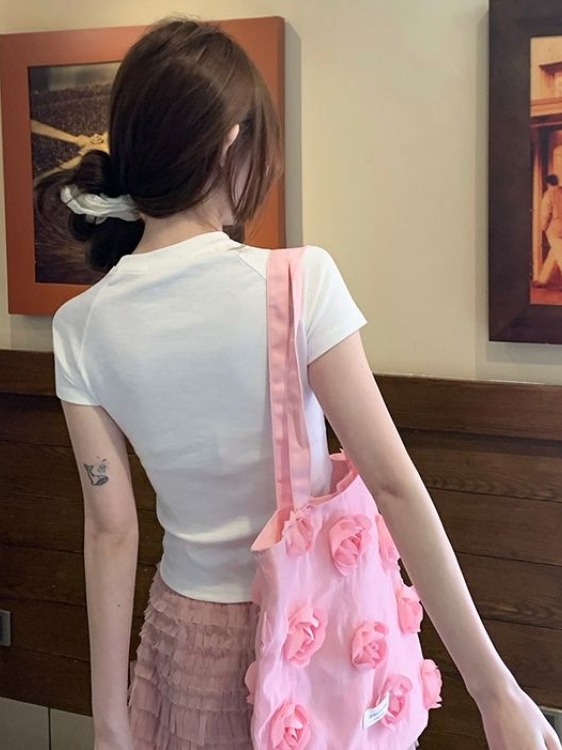 Waist-Cinching Women's T-Shirt with Unique Letter Print - Sweet and Spicy Style White Short Sleeve Top Waist-Cinching Women's T-Shirt with Unique Letter Print - Sweet and Spicy Style White Short Sleeve Top