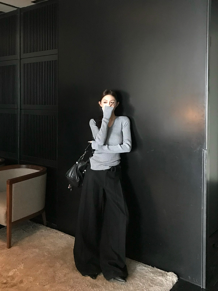 Warm and Soft Melody V-Neck Wool Sweater for Women - Long Sleeve Knitted Top for Spring and Winter, Cozy Lazy Style Fashion Warm and Soft Melody V-Neck Wool Sweater for Women - Long Sleeve Knitted Top for Spring and Winter, Cozy Lazy Style Fashion