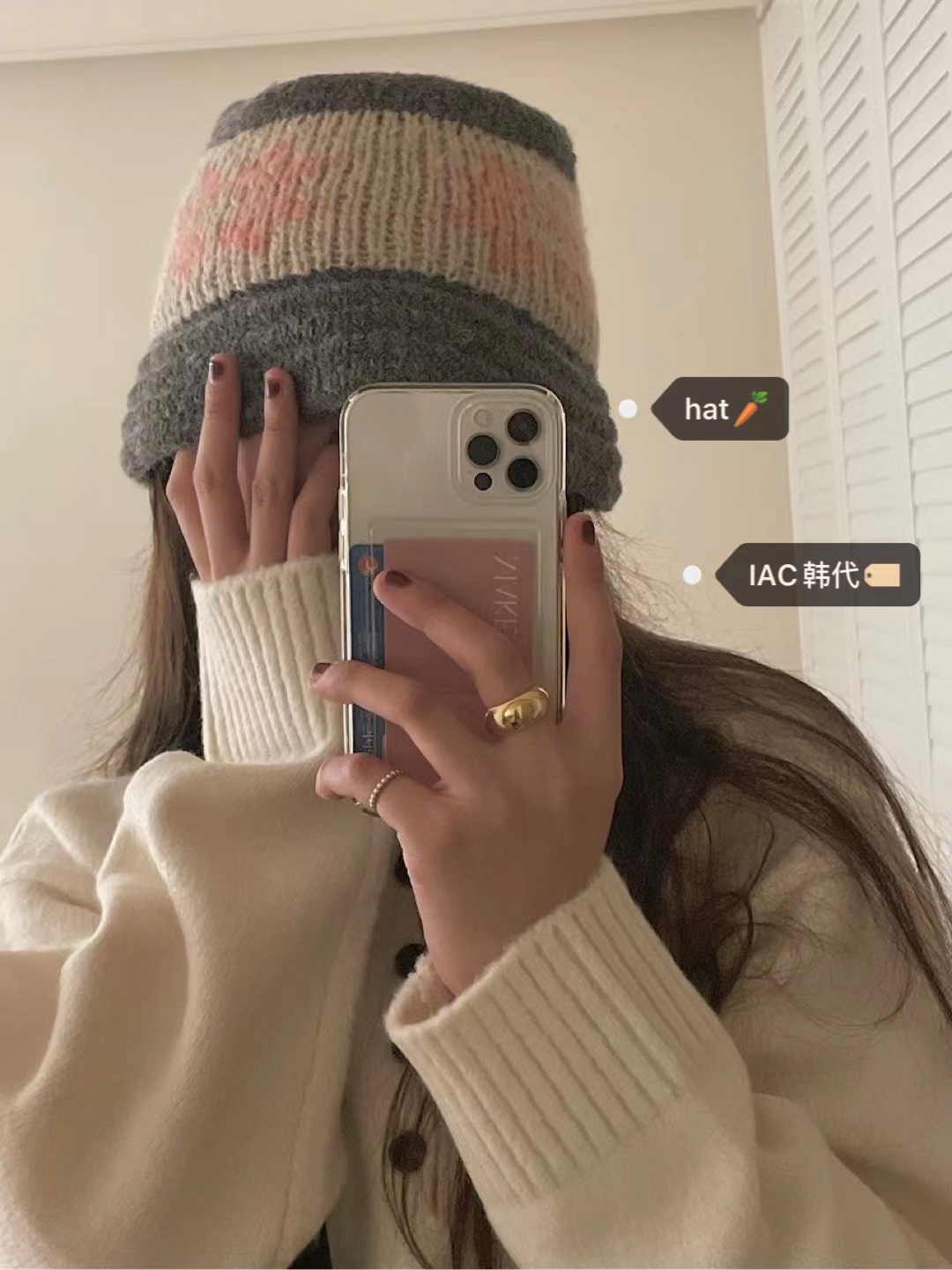 Warm Knitted Crochet Fisherman Bucket Hat with Nordic Snowflakes - Genuine Korean Style, Cozy Winter Accessory