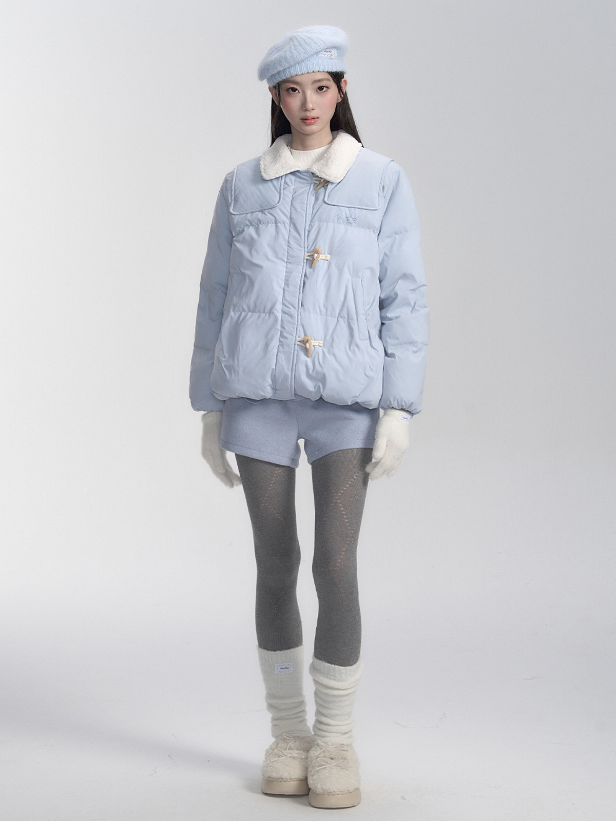 Warm Winter Short Cotton Jacket with Lamb Wool Collar for Cozy Barnfit Style Warm Winter Short Cotton Jacket with Lamb Wool Collar for Cozy Barnfit Style