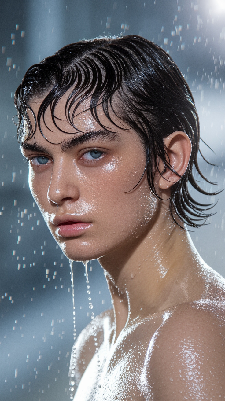 Achieving Effortless Wavy Hair Wet Look for Summer outfit idea