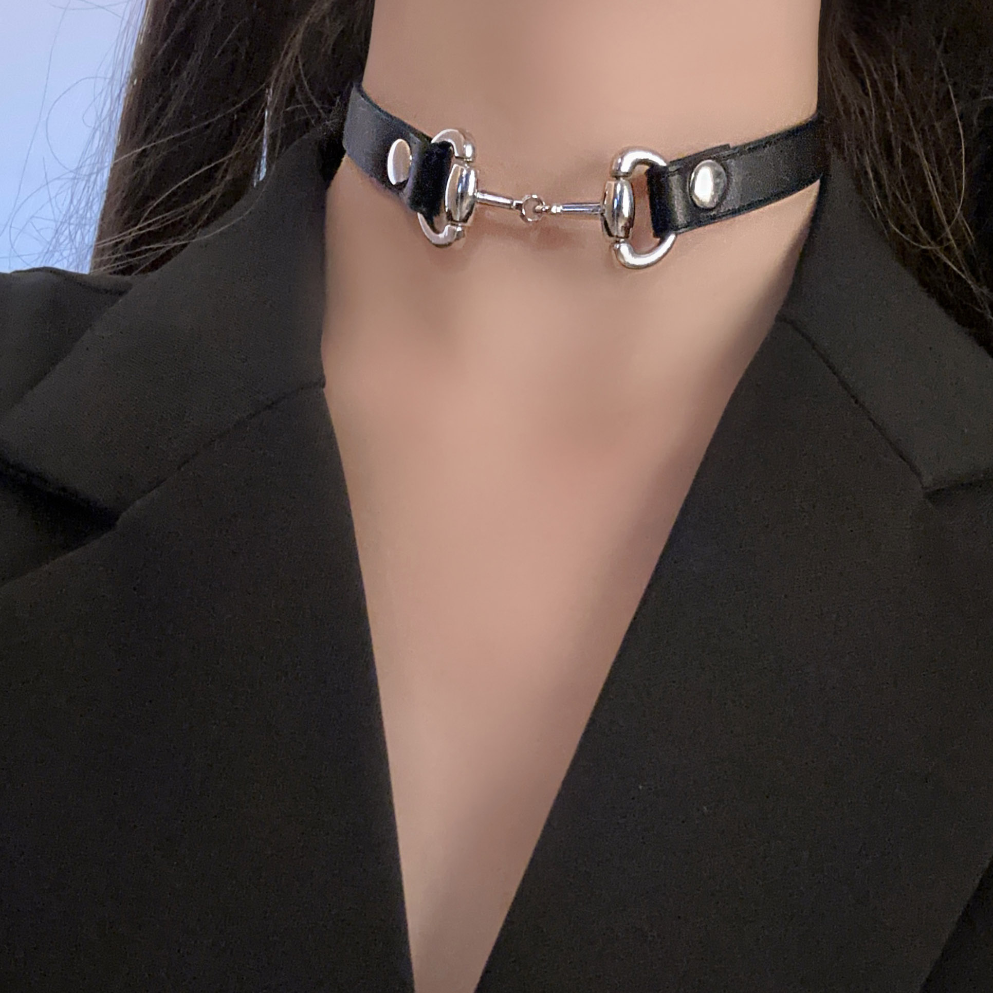 Whale Tang Horseshoe Buckle Punk Choker Necklace for Women - Niche Design Accessories for Sweet Cool Girls Daily Wear Whale Tang Horseshoe Buckle Punk Choker Necklace for Women - Niche Design Accessories for Sweet Cool Girls Daily Wear