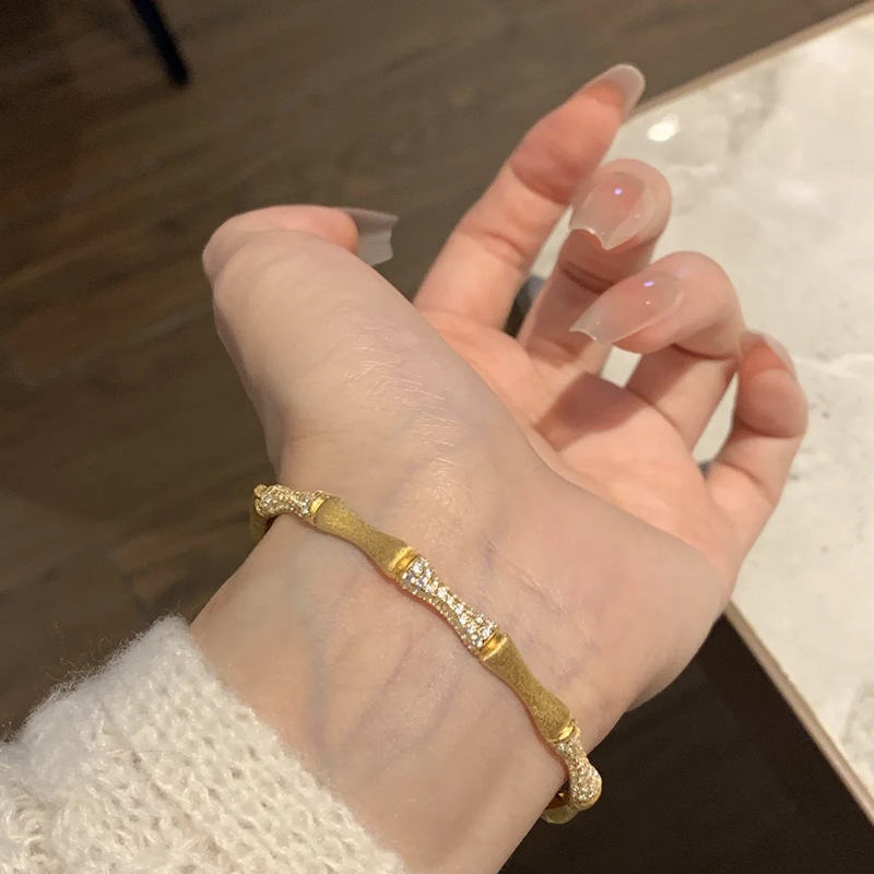 Wheat Ear Tassel Weaving Diamond Inlaid Zircon Bamboo Joint Bracelet for Women - 2025 Light Luxury Versatile Jewelry