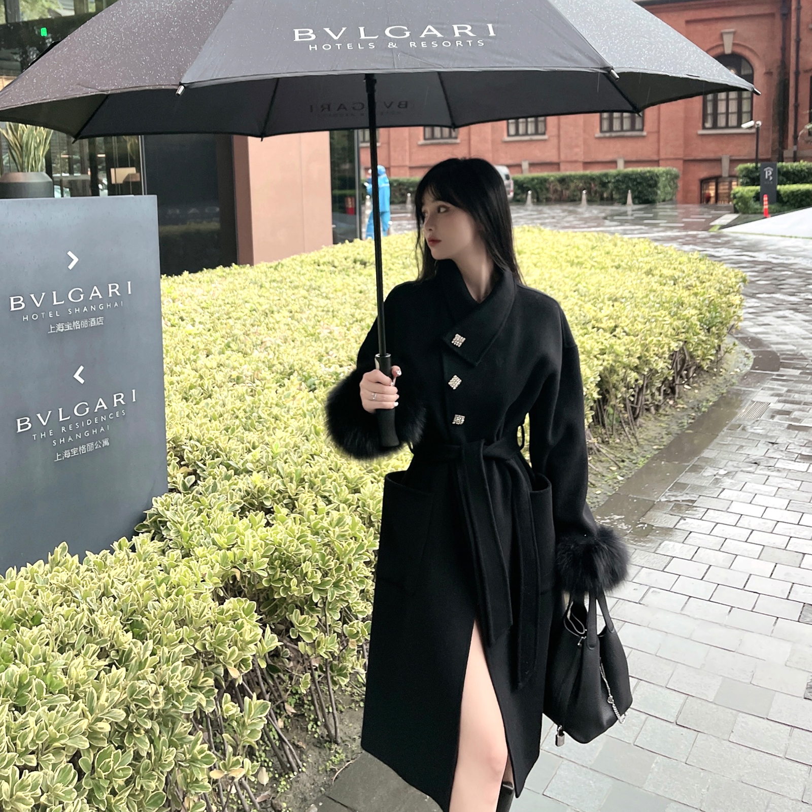 White Double-Sided Wool Coat for Women with Fox Fur Trim, Stylish Petite Winter Coat, Unique and Chic Outerwear