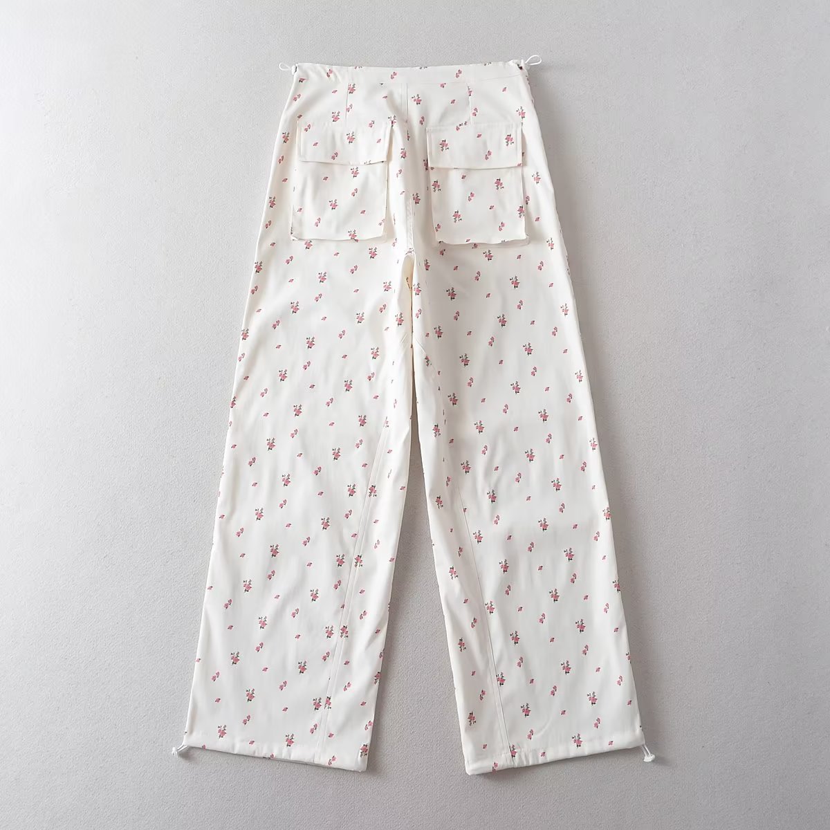 White Drawstring Cargo Pants for Women - Trendy Loose Wide-Leg Design, Niche Style for Hot Girls, Perfect for Y2K and Casual Looks