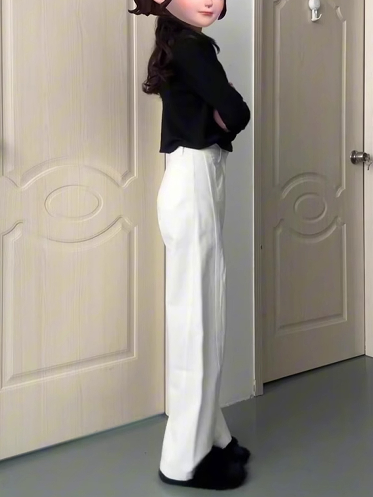 White High-Waisted Wide-Leg Jeans for Women - Loose Fit, Curved Blade Design, Versatile Summer Style, Floor-Length Fashion White High-Waisted Wide-Leg Jeans for Women - Loose Fit, Curved Blade Design, Versatile Summer Style, Floor-Length Fashion