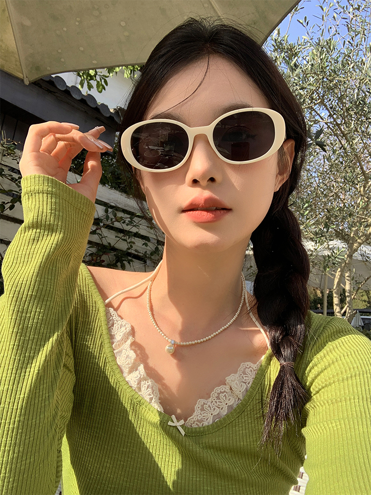 White Oval Cat-Eye Sunglasses - Trendy 2025 European American Shades for Hot Girl Fashion, Vintage-Inspired Cat Eye Eyewear White Oval Cat-Eye Sunglasses - Trendy 2025 European American Shades for Hot Girl Fashion, Vintage-Inspired Cat Eye Eyewear