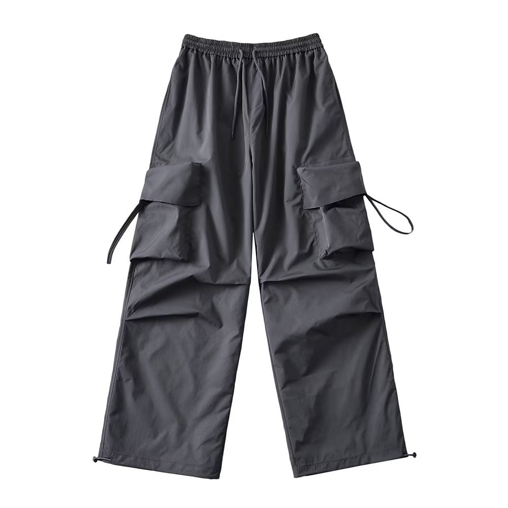 White Thin Cargo Pants for Women - Elastic Waist Jazz Dance Sports Casual Trousers, European and American Style White Thin Cargo Pants for Women - Elastic Waist Jazz Dance Sports Casual Trousers, European and American Style