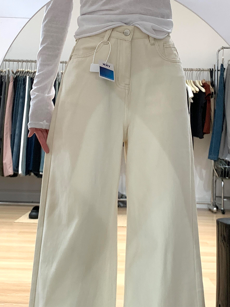 White Wide-Leg High-Waisted Summer Jeans for Women - Flattering Loose-Fitting Floor-Length Style, Perfect for Casual Outfits White Wide-Leg High-Waisted Summer Jeans for Women - Flattering Loose-Fitting Floor-Length Style, Perfect for Casual Outfits