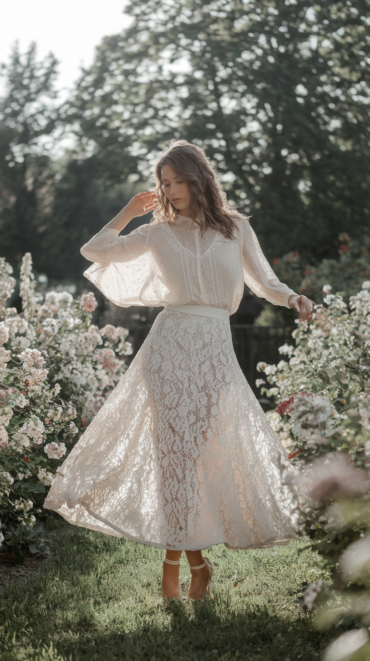 White Lace Skirt Outfit: Dress Up or Down with Ease outfit idea