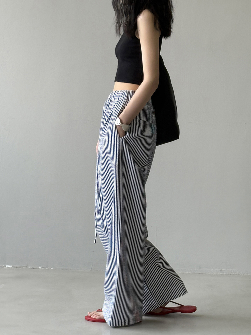 Wide-Leg Striped Casual Pants for Women - High-End Draped Fit Summer 2025, Relaxed Old-Money Style Wide-Leg Striped Casual Pants for Women - High-End Draped Fit Summer 2025, Relaxed Old-Money Style