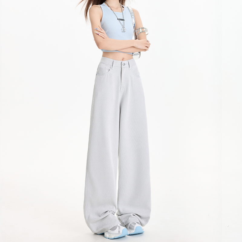 Wide-Leg Tencel Jeans for Women, Starry Sky Pattern, High-Waisted Loose Draped Trousers, Breathable Ice Silk, Summer 2025 Wide-Leg Tencel Jeans for Women, Starry Sky Pattern, High-Waisted Loose Draped Trousers, Breathable Ice Silk, Summer 2025