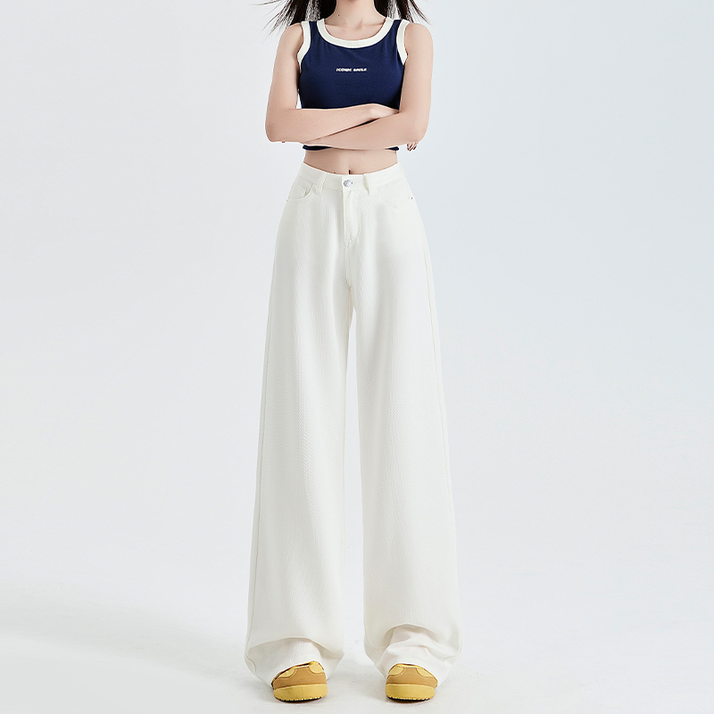 Wide-Leg Tencel Jeans for Women, Starry Sky Pattern, High-Waisted Loose Draped Trousers, Breathable Ice Silk, Summer 2025 Wide-Leg Tencel Jeans for Women, Starry Sky Pattern, High-Waisted Loose Draped Trousers, Breathable Ice Silk, Summer 2025