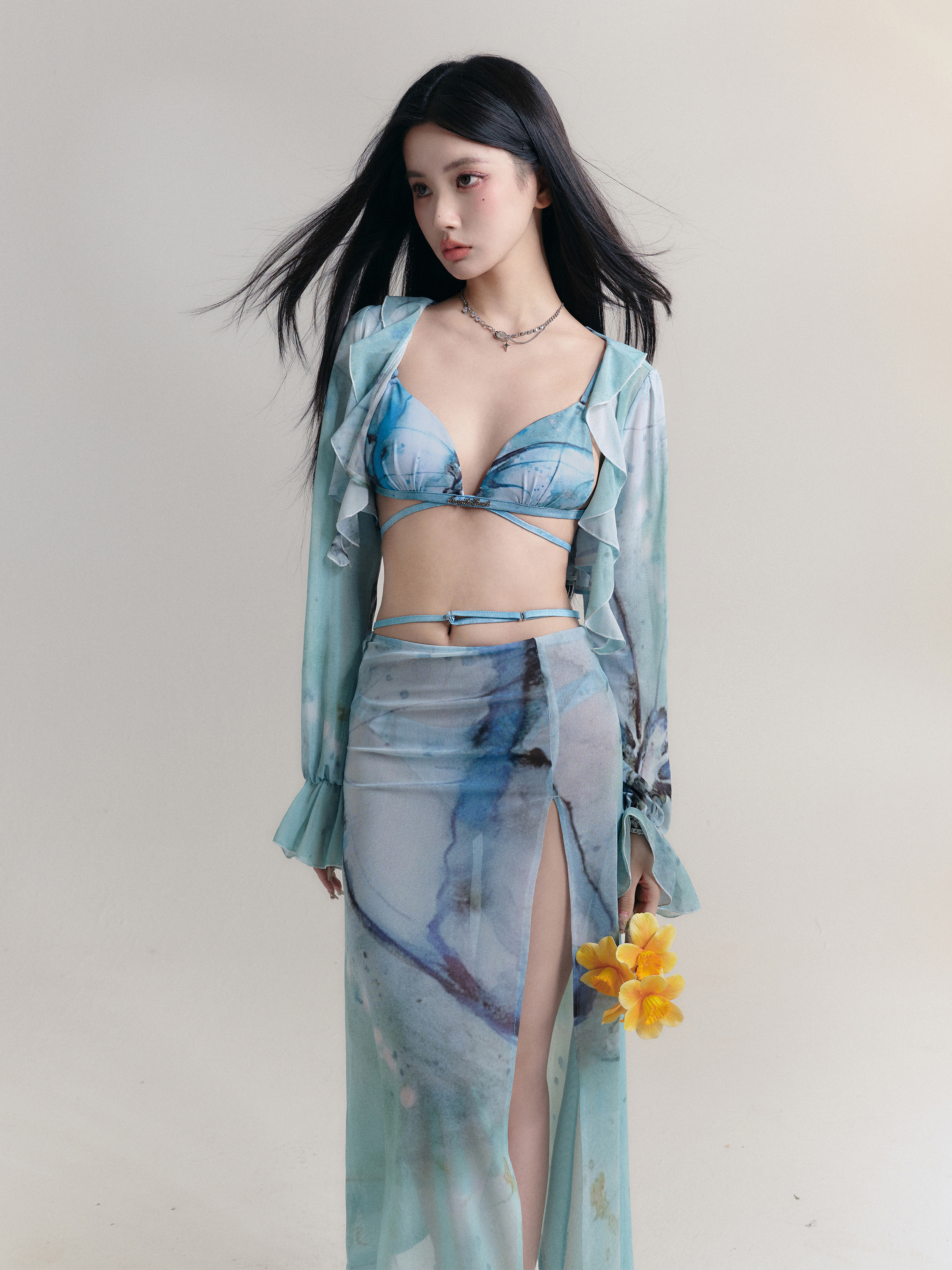 Wilderness Sea Breeze Sexy Hot Girl Bikini Swimwear Three-Piece Set - Vacation Style, Trendy Summer Swimwear, Beachwear, Y2K Style