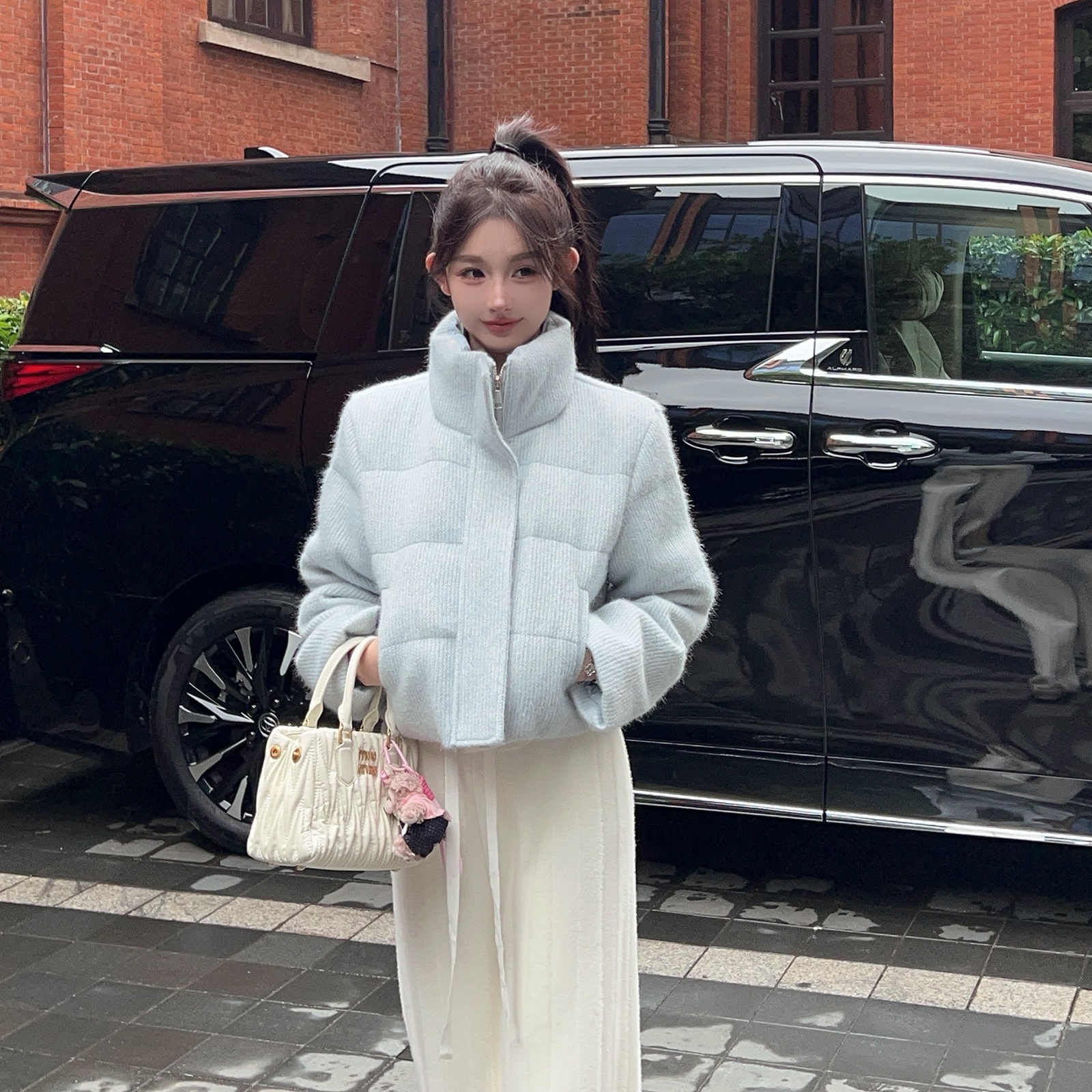 Winter Blue Zipper Stand Collar Short Thickened Warm Down Jacket for Women - Stylish, Cozy Outerwear